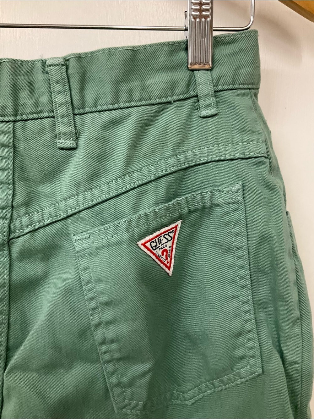 Vintage Guess Mini Skirt Green 80s 90s Denim Georges Marciano 30 - Picture 4 of 4